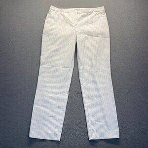 Theory Treeca Stripe Cropped Ankle Pants White/Blue‎ Stretch Size 10,Pockets,
